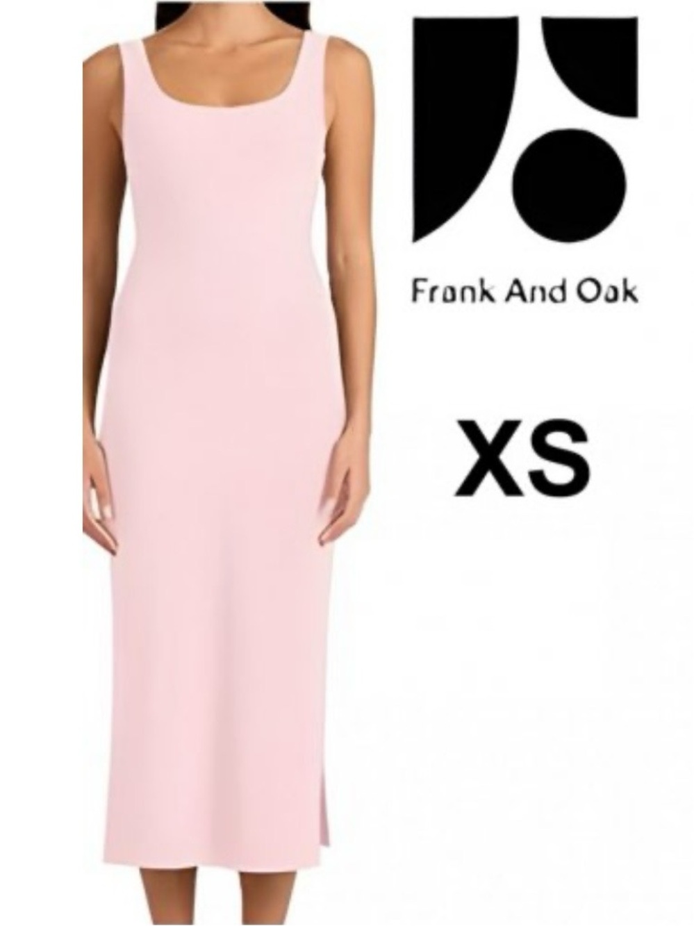 Frank & Oak Soft Pink Ribbed Midi Dress - XS - BEW